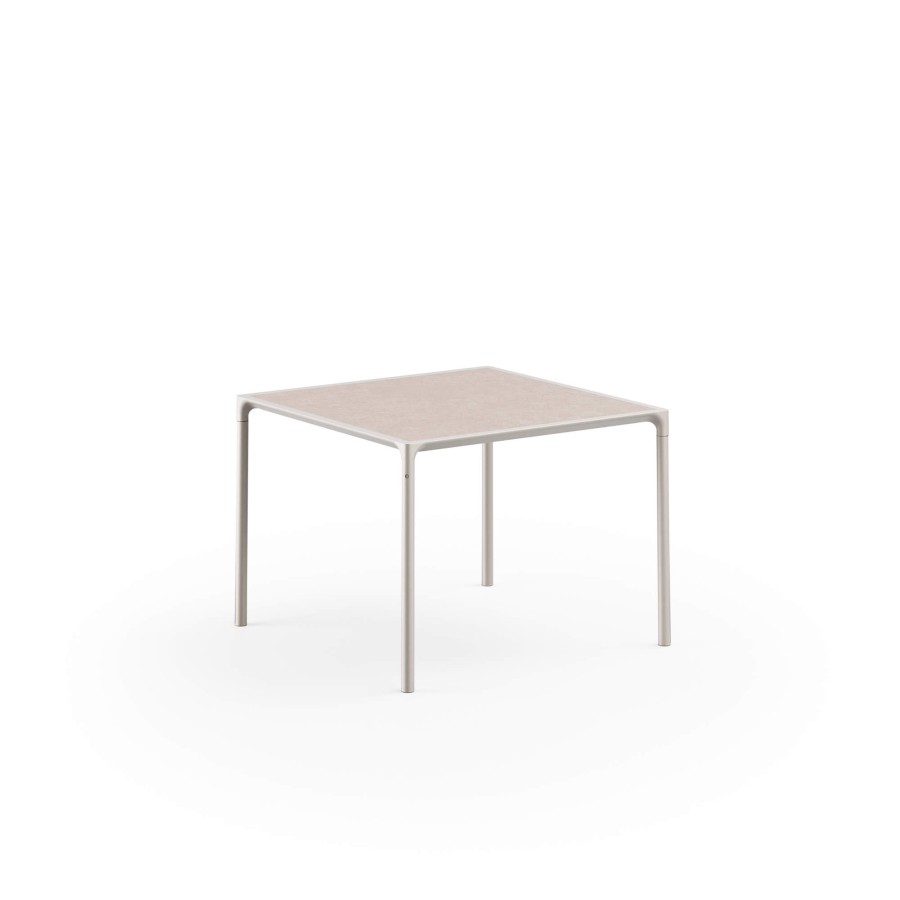 Les Tables ÉMEU | Table Carree De Jardin 4 Places Plateau En Gres Cerame / Exterieur En Aluminium - Collection Terramare