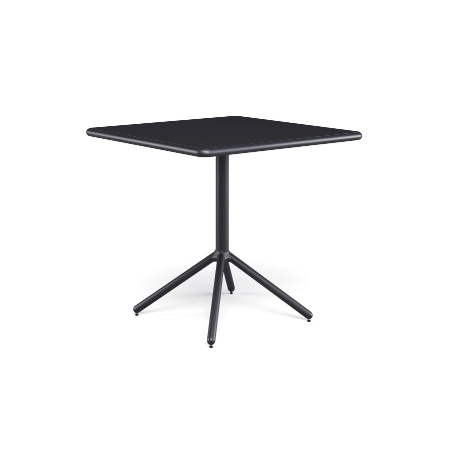 Les Tables ÉMEU | Table De Jardin Pliable Bordure Ronde 80X80 / Exterieur En Aluminium - Collection Grace