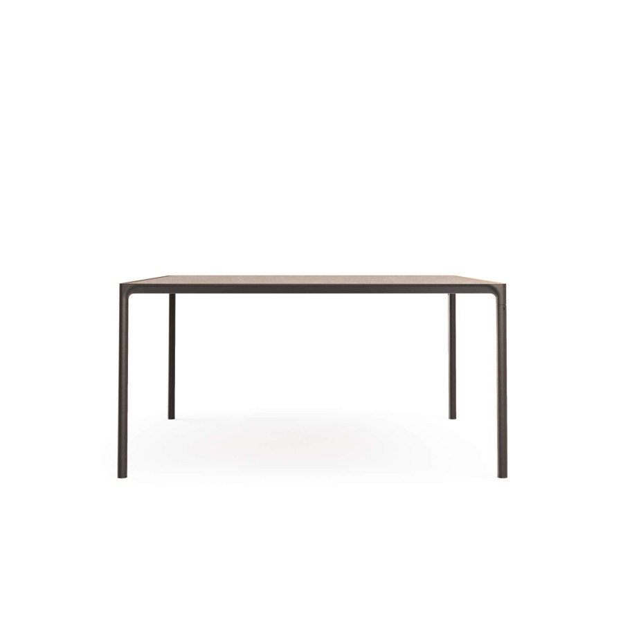 Les Tables ÉMEU | Table Carree De Jardin 8 Places Plateau En Gres Cerame / Exterieur En Aluminium - Collection Terramare