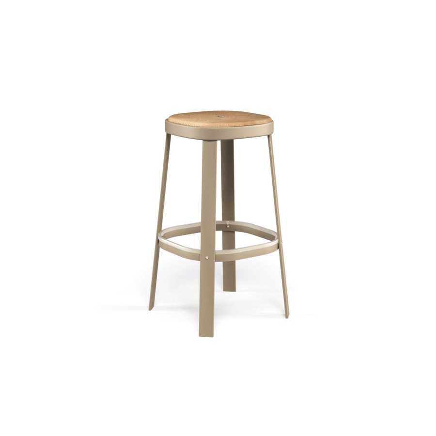 Selles ÉMEU | Tabouret De Bar De Jardin/Exterieur En Acier, Teck - Collection Thor