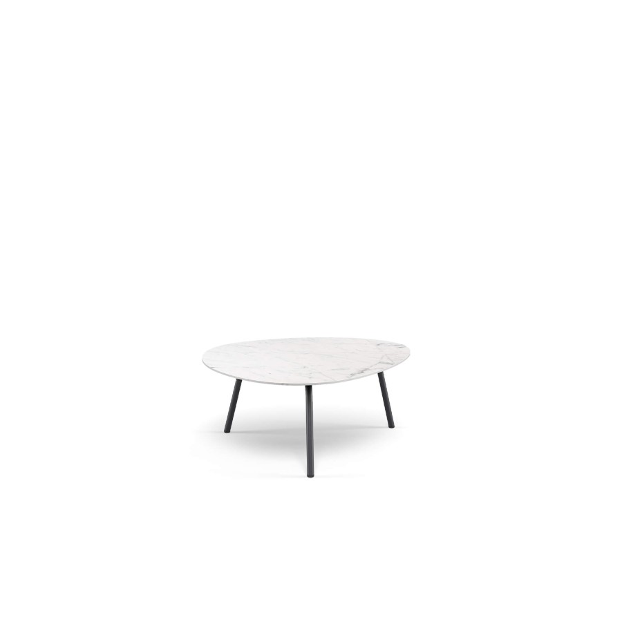 Les Tables ÉMEU | Table Basse De Jardin Avec Plateau Ceramique 75X70 / Exterieur En Aluminium, Gres Cerame - Collection Terramare