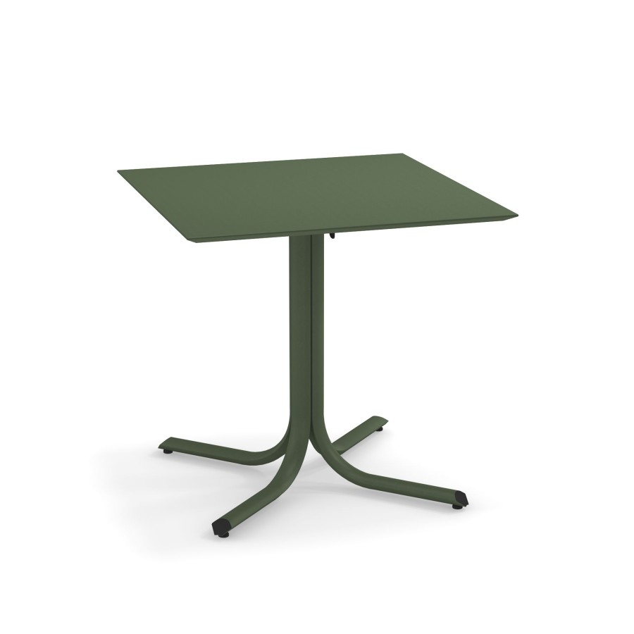 Les Tables ÉMEU | Table Pliable De Jardin Bordure Basse 80X80 / Exterieur En Acier - Systeme De Table De Collection