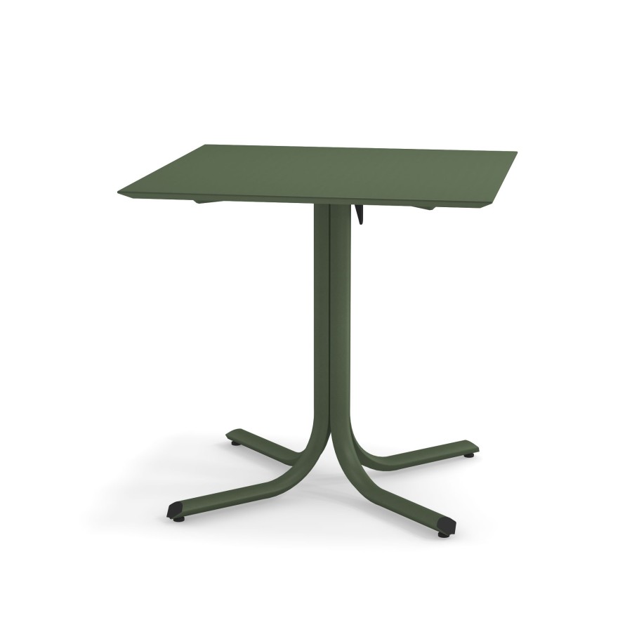 Les Tables ÉMEU | Table Pliable De Jardin Bordure Basse 80X80 / Exterieur En Acier - Systeme De Table De Collection