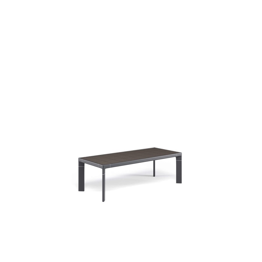 Les Tables ÉMEU | Table Basse De Jardin 132X57 Bambou / Exterieur En Aluminium, Bambou - Collection Tami